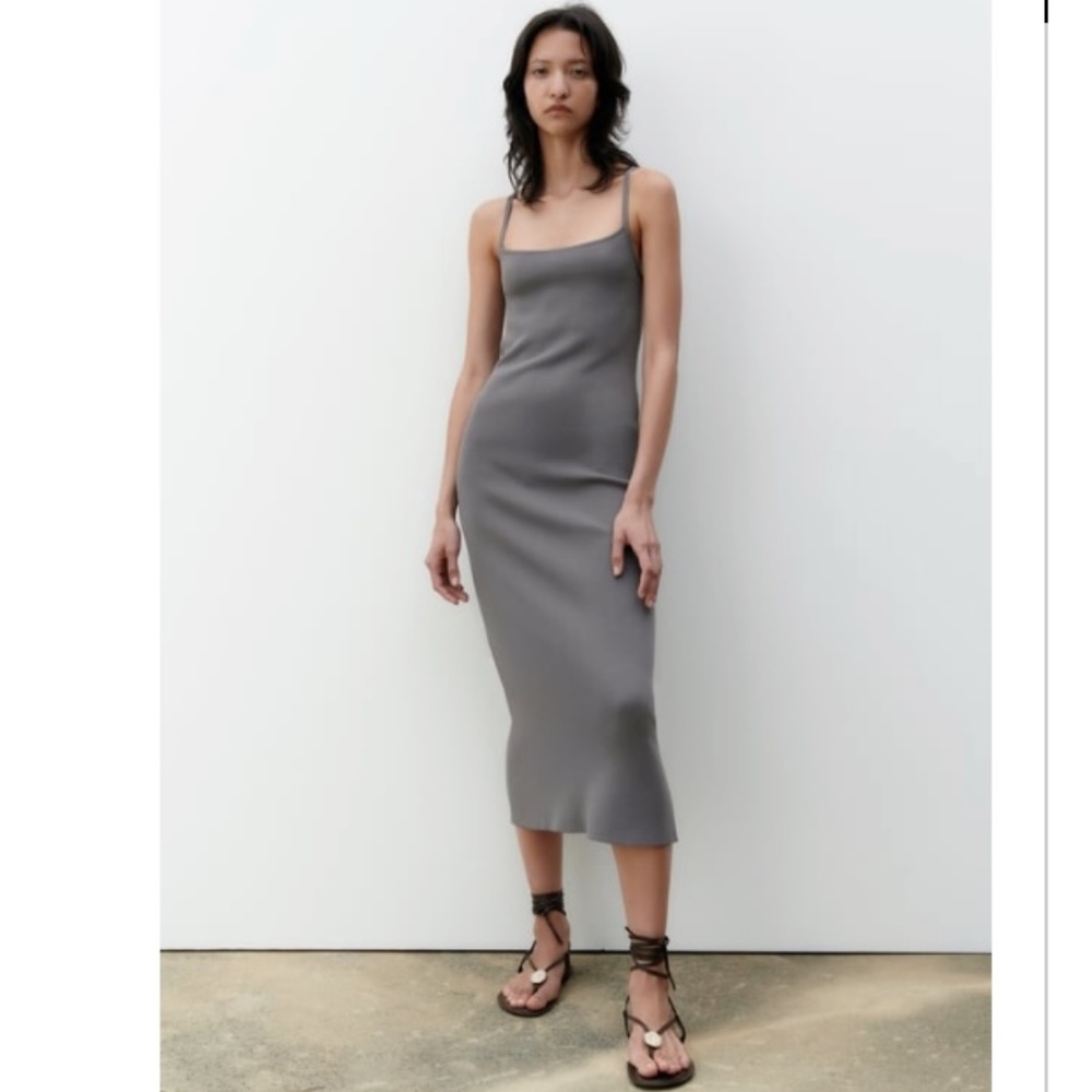 ZARA knit Medi Dress Gray